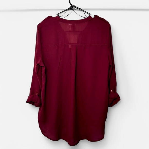 Burgundy Chiffon Blouse *NWT* - Picture 2 of 2